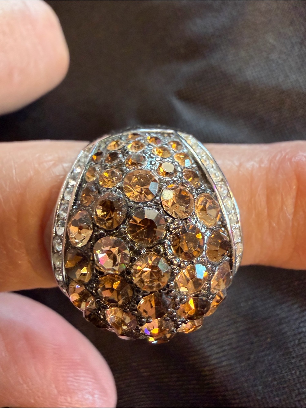 Park Lane Truffles Ring Size 8 Amber Topaz Swarovski Crystal Statement Ring - Picture 4 of 5